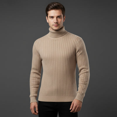 Herren Rollkragen Pullover Strick mit Gestreiften Akzenten für Winter