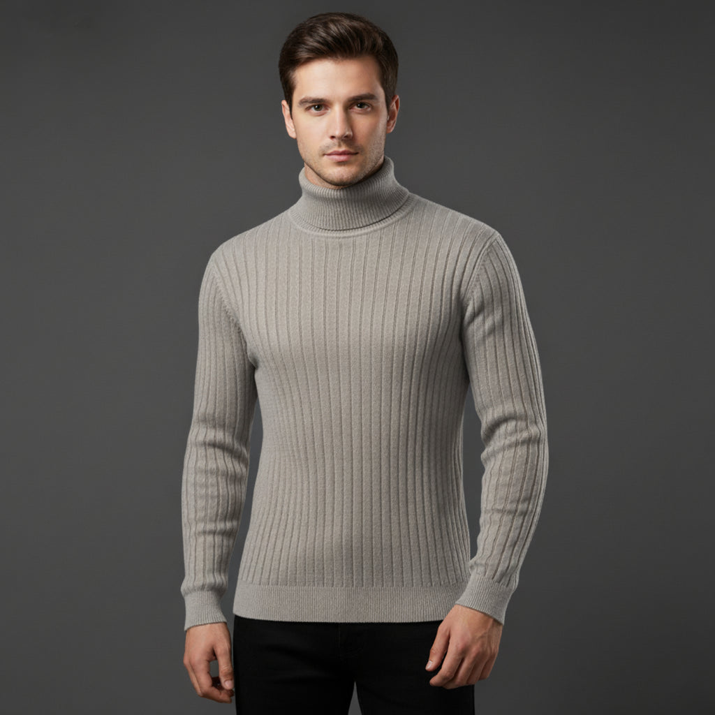 Herren Rollkragen Pullover Strick mit Gestreiften Akzenten für Winter