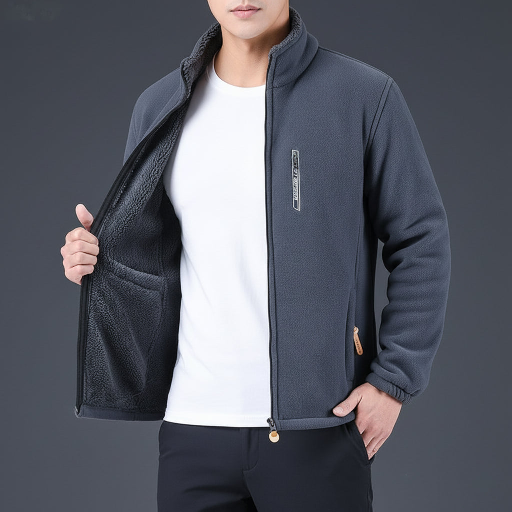 Fleecejacke für Herren Winddicht mit Taschen