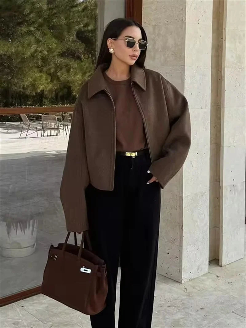 Elegante Wolljacke für Damen – Stilvolle Herbstmode mit Reißverschluss 3