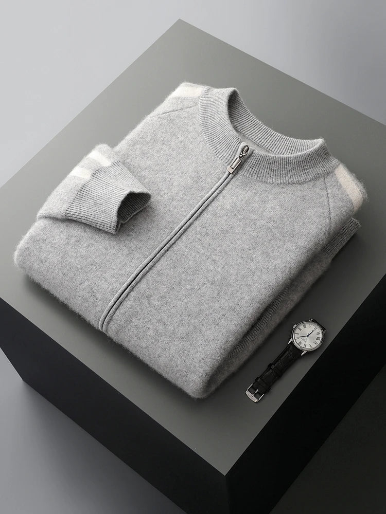 Herren Cardigan aus 100% Kaschmir mit Reißverschluss - Hochwertiger, warmer Strick 10