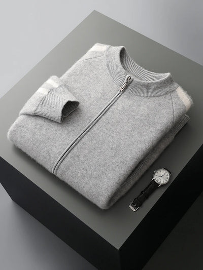 Herren Cardigan aus 100% Kaschmir mit Reißverschluss - Hochwertiger, warmer Strick 10