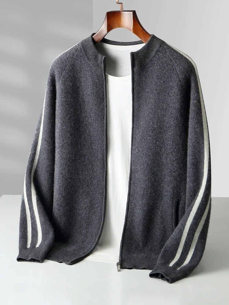 Herren Cardigan aus 100% Kaschmir mit Reißverschluss - Hochwertiger, warmer Strick 2