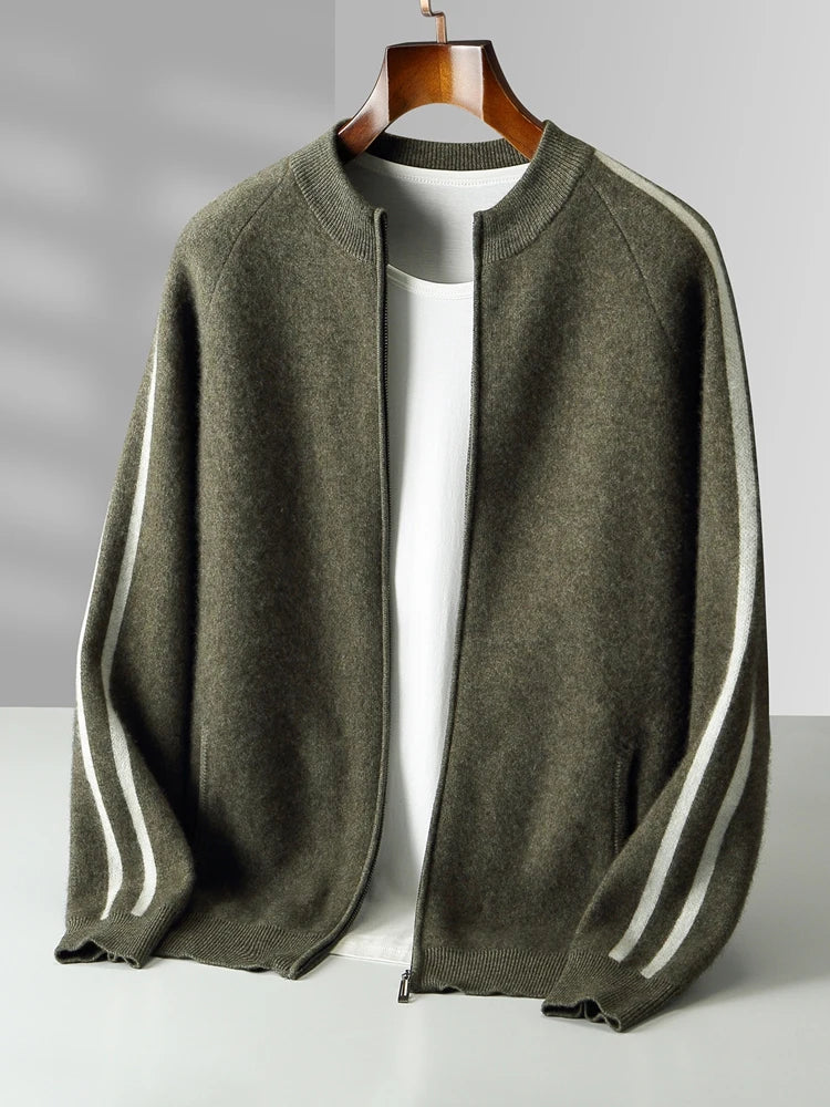 Herren Cardigan aus 100% Kaschmir mit Reißverschluss - Hochwertiger, warmer Strick 3