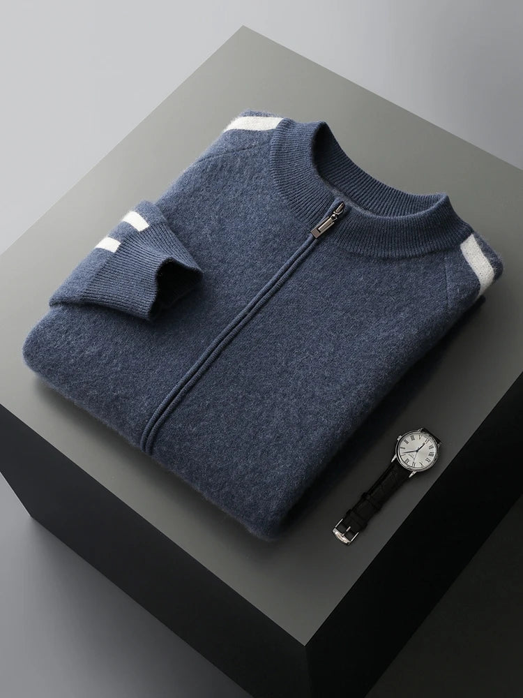 Herren Cardigan aus 100% Kaschmir mit Reißverschluss - Hochwertiger, warmer Strick 6