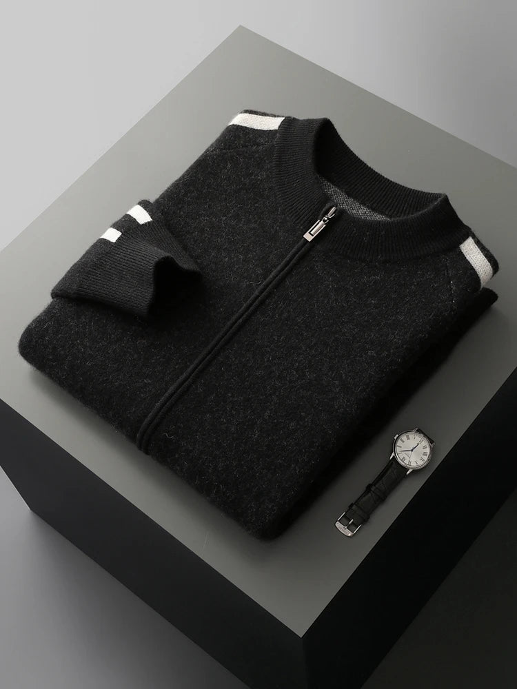 Herren Cardigan aus 100% Kaschmir mit Reißverschluss - Hochwertiger, warmer Strick 9