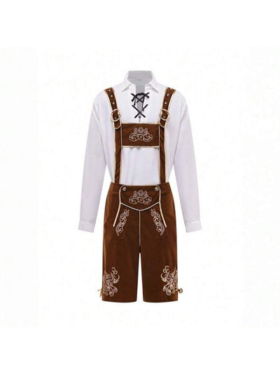 Herren Lederhosen Set mit Langarmhemd für Oktoberfest 0