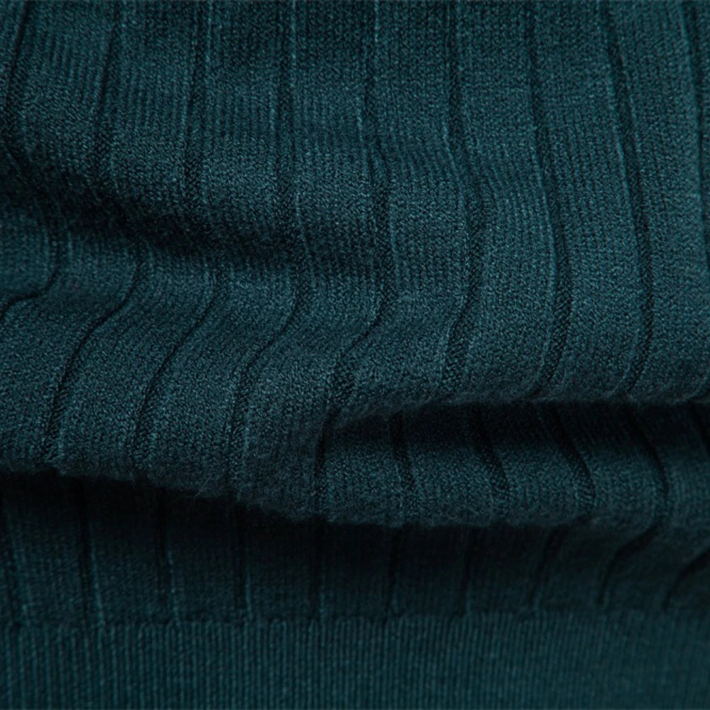 Herren Rollkragen Pullover Strick mit Gestreiften Akzenten für Winter 5