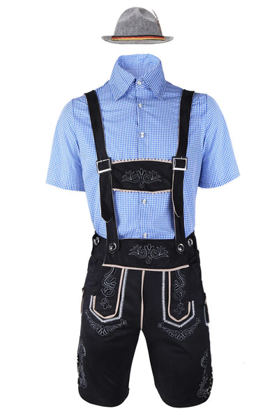 Herren Trachten Set Lederhosen Hemd Hut Oktoberfest Outfit 0