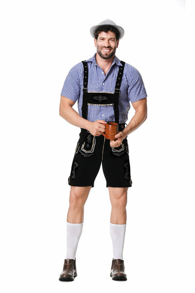 Herren Trachten Set Lederhosen Hemd Hut Oktoberfest Outfit 1