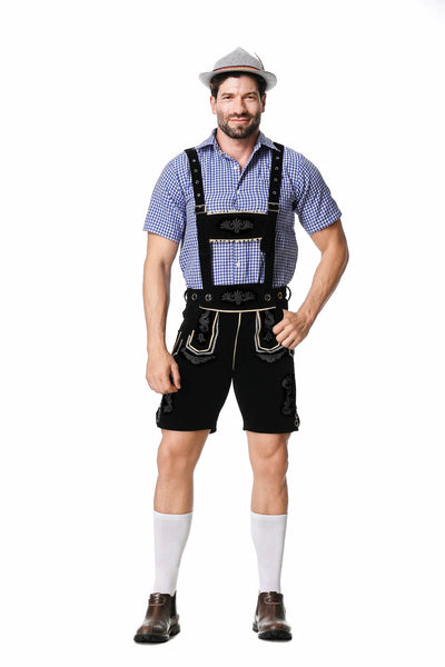Herren Trachten Set Lederhosen Hemd Hut Oktoberfest Outfit 3