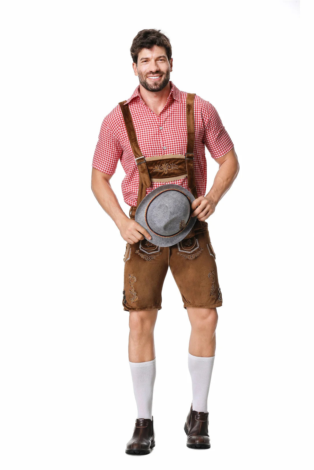 Herren Trachten Set Lederhosen Hemd Hut Oktoberfest Outfit 5