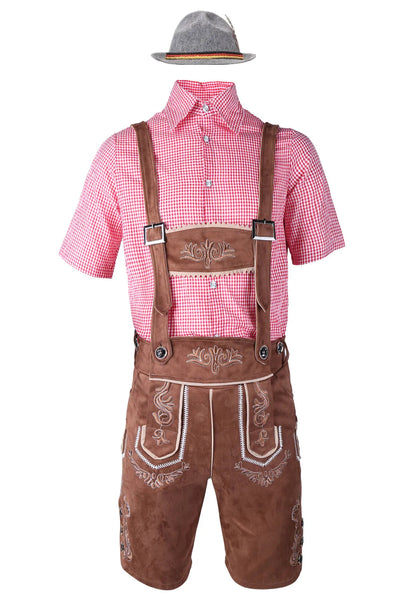 Herren Trachten Set Lederhosen Hemd Hut Oktoberfest Outfit 6