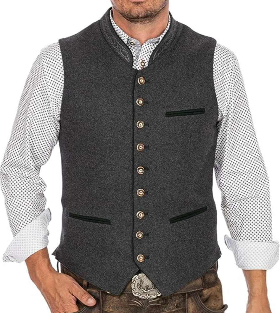 Herren Weste Trachten Gilet für Oktoberfest - Stilvolles Design, Komfortable Passform 0