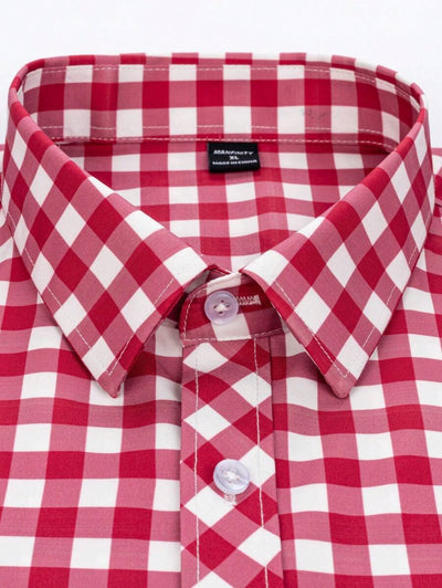 Herrenhemd Kurzarm Rot-Weiß Kariert für Oktoberfest - Casual Hemden Herren 3