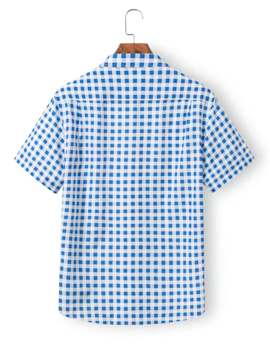 Herrenhemd Kurzarm Rot-Weiß Kariert für Oktoberfest - Casual Hemden Herren 6