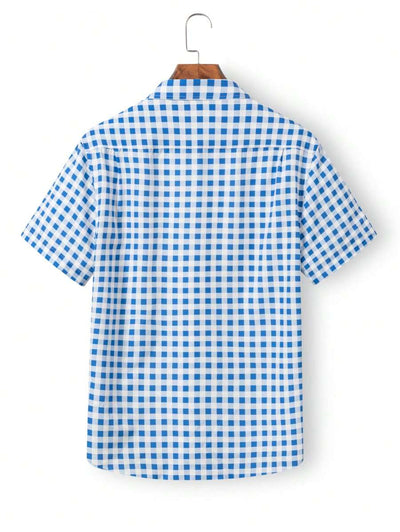 Herrenhemd Kurzarm Rot-Weiß Kariert für Oktoberfest - Casual Hemden Herren 6