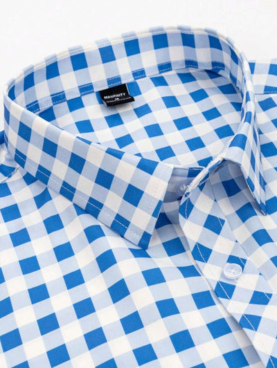 Herrenhemd Kurzarm Rot-Weiß Kariert für Oktoberfest - Casual Hemden Herren 8