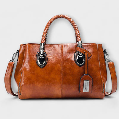 Strukturierte Satchel-Tasche mit geflochtenen Griffen für Damen