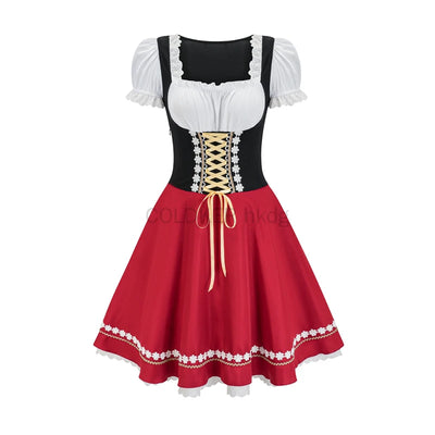 Traditionelles Oktoberfest Kleid für Damen – Dirndl mit Schürze, Hochwertiger Baumwollmix, Verschiedene Farben & Größen S-XL 1