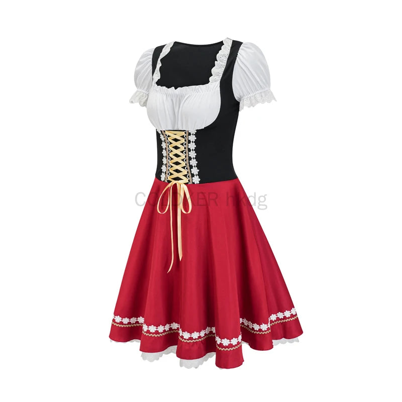 Traditionelles Oktoberfest Kleid für Damen – Dirndl mit Schürze, Hochwertiger Baumwollmix, Verschiedene Farben & Größen S-XL 2