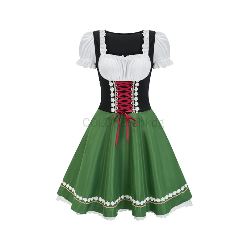 Traditionelles Oktoberfest Kleid für Damen – Dirndl mit Schürze, Hochwertiger Baumwollmix, Verschiedene Farben & Größen S-XL 4