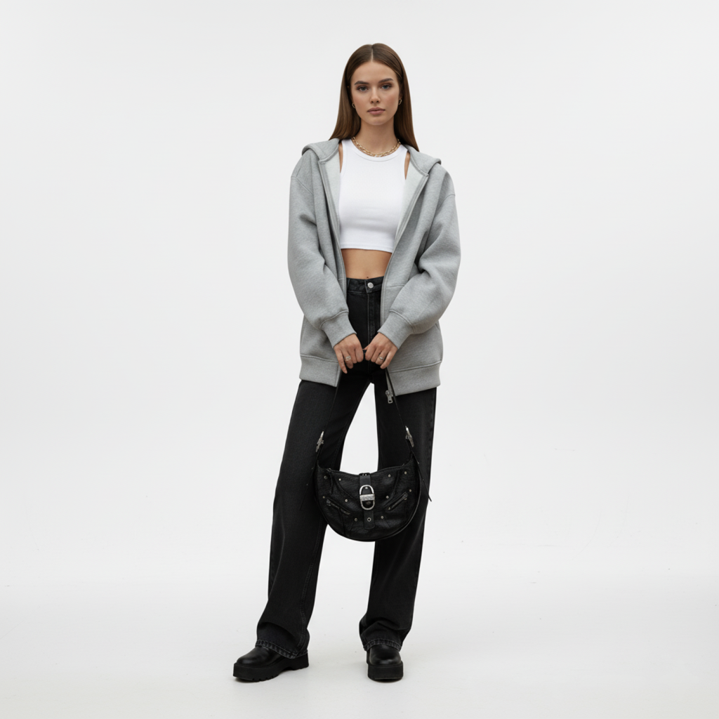 Oversize Kapuzenjacke Damen mit Reißverschluss für Lässige Looks