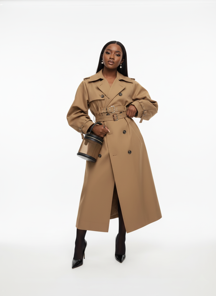 Damen Trenchcoat Oversized Khaki